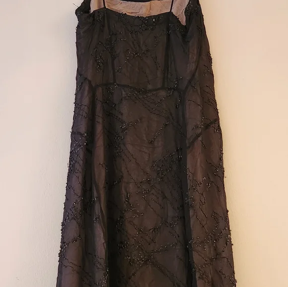 Narciso Rodriguez 100% Silk Beaded Black Slip Dress Midi Length Size 0 - Picture 4 of 7